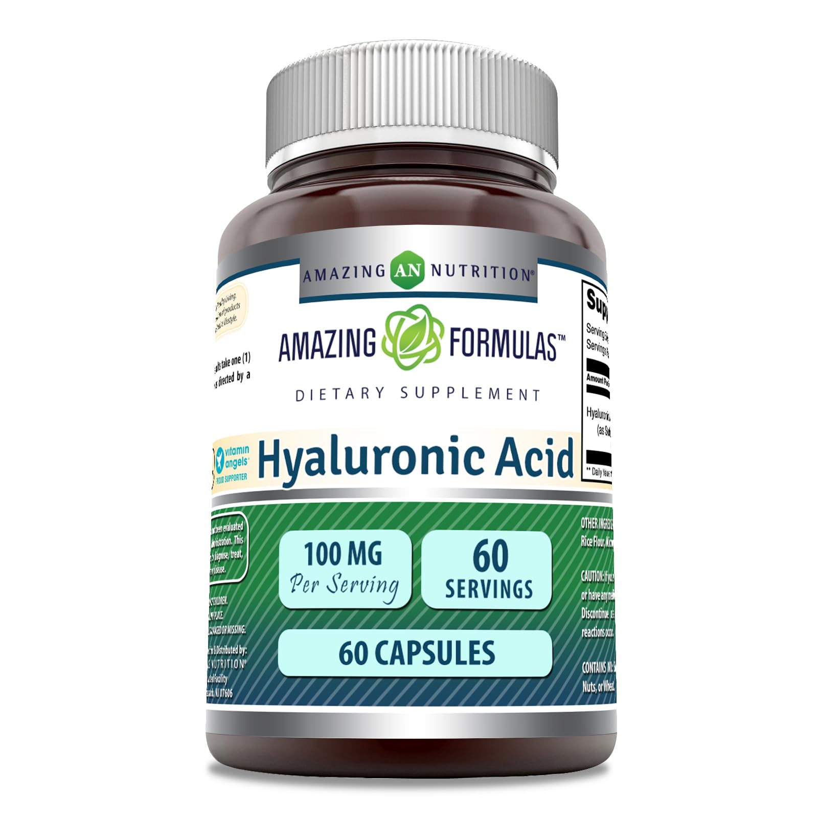 Amazing Formulas Hyaluronic Acid 100 Mg Capsules Supplement | Non-GMO | Gluten Free | Made in USA (1 Pack, 60 Count)