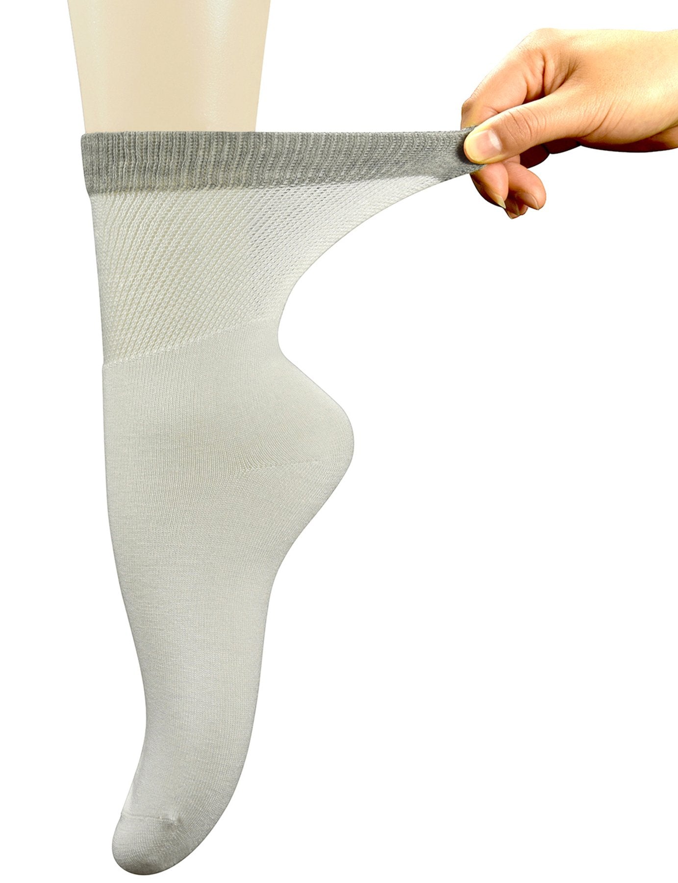 Yomandamor Womens Diabetic Crew Socks With Seamless Toe,6 Pairs Size 9-11(White)