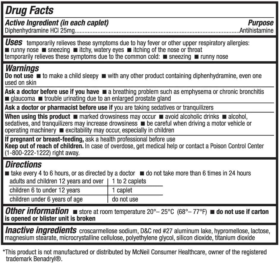 HealthA2Z Allergy Relief | Diphenhydramine HCL 25mg | Antihistamine | Relief from Itchy Throat, Sneezing, Runny Noses | Indoor &