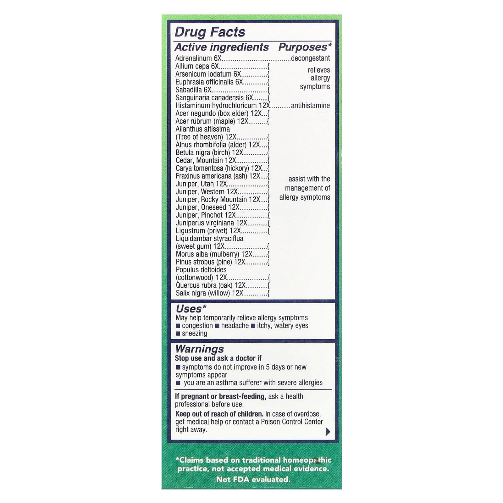 NaturalCare Tree Pollen Homeopathic Liquid Drops by bioAllers, 1 Fl Oz | Cedar Fever | May Help Relieve Sinus Pressure, Congesti