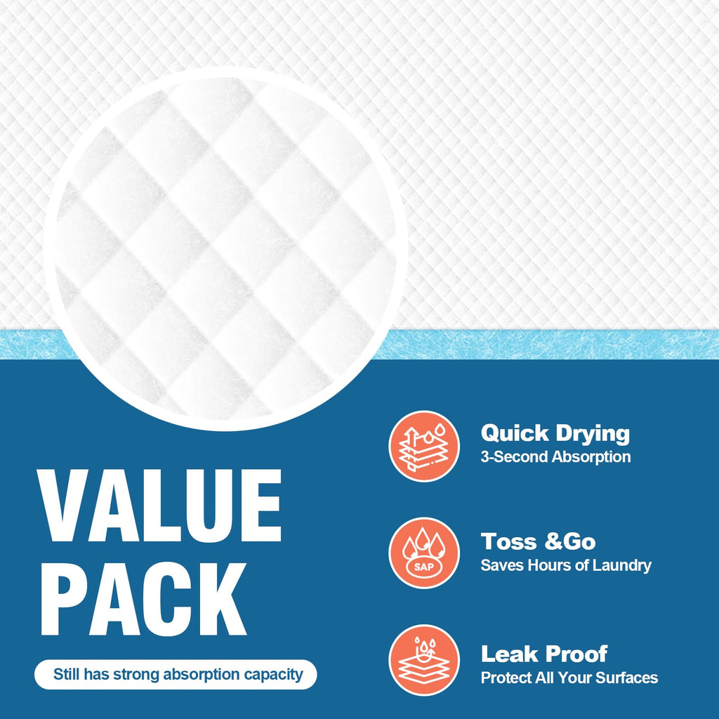 100 Count Disposable Bed Pads 30X36 MILDPLUS Super Absorbent Underpads, Disposable Extra Large Chucks Pads, Incontinence Pad