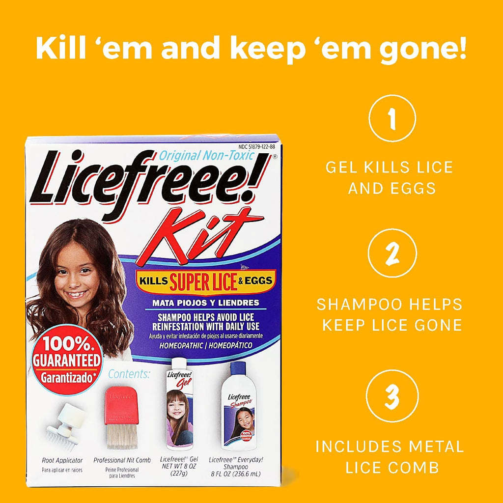 Licefreee Head Lice Treatment Kit - Complete Lice Treatment Gel That Kills Eggs and Lice, Nit Comb, Shampoo to Avoid Reinfestati