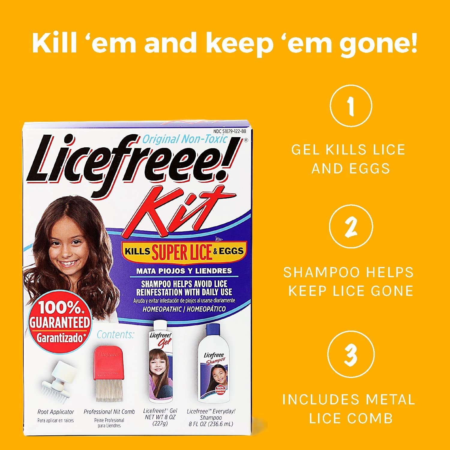 Licefreee Head Lice Treatment Kit - Complete Lice Treatment Gel That Kills Eggs and Lice, Nit Comb, Shampoo to Avoid Reinfestati