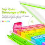 AUVON iMedassist Moisture-Proof Weekly Pill Organizer 4 Times a Day, Large 7 Day Pill Box Case with Portable Design for Travel,