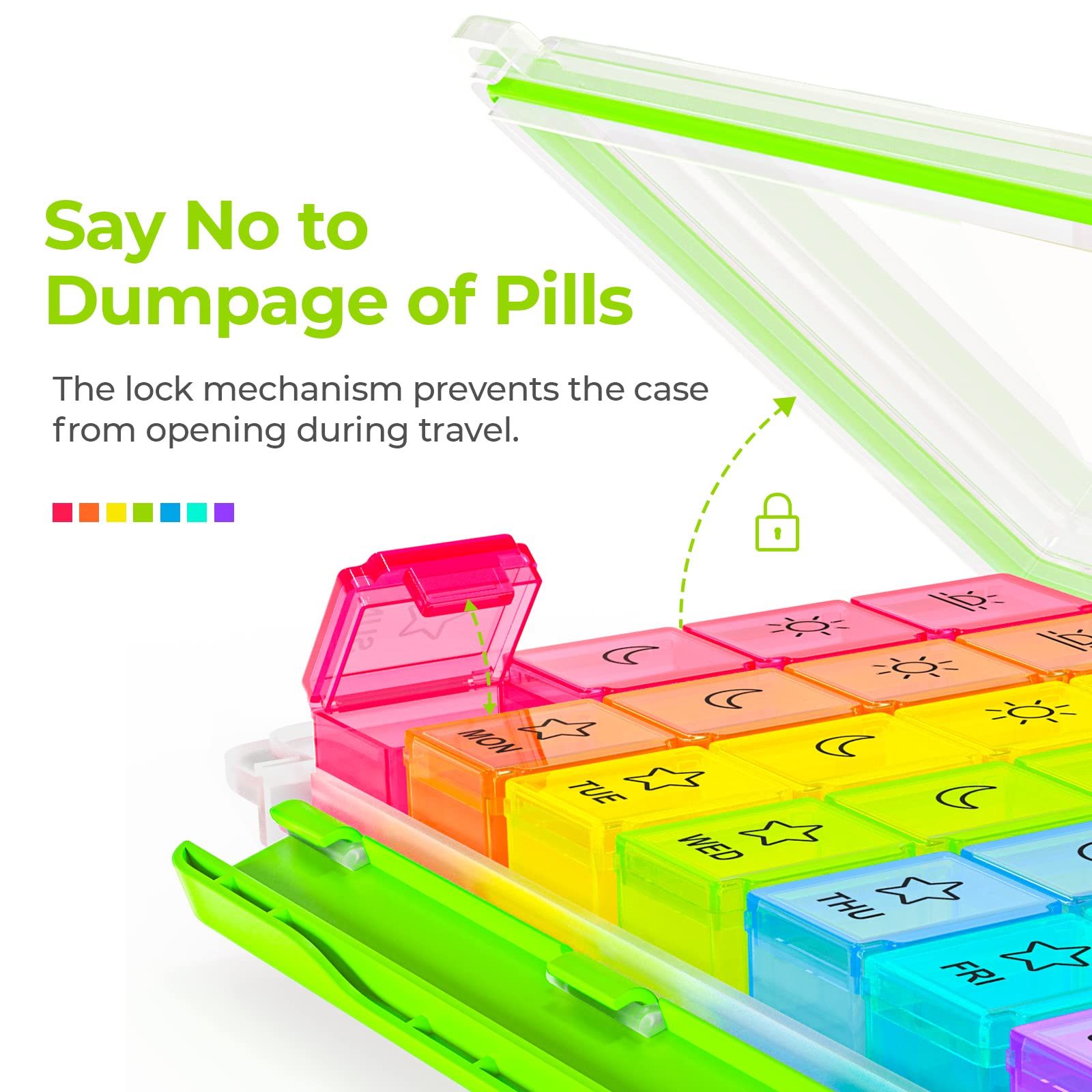 AUVON iMedassist Moisture-Proof Weekly Pill Organizer 4 Times a Day, Large 7 Day Pill Box Case with Portable Design for Travel,