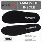 Wide Run 619 Shoe Insoles - Zero Drop Profile, Traditional Shape, Foot Forming, Wide Width - Thick, Firm, Flat Shoe Inserts - Me