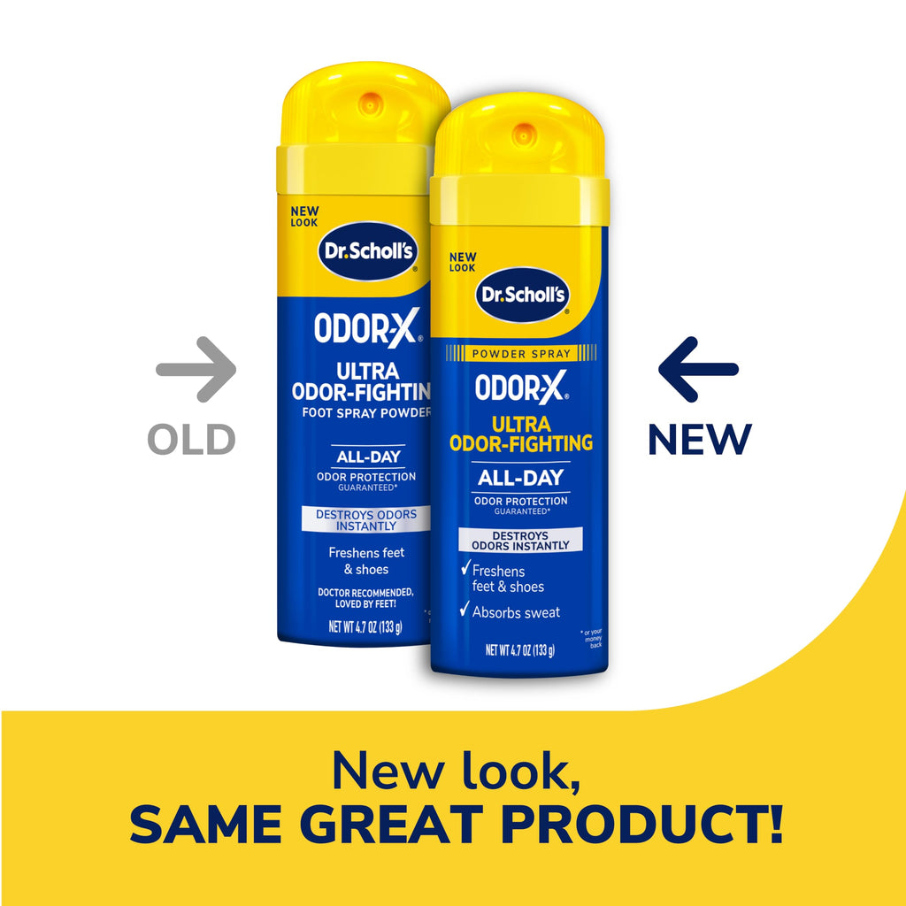 Dr. Scholls ODOR-X ULTRA ODOR-FIGHTING POWDER SPRAY, 4.7 oz // Destroys Odors Instantly - All-Day Odor Protection - Freshens Fe