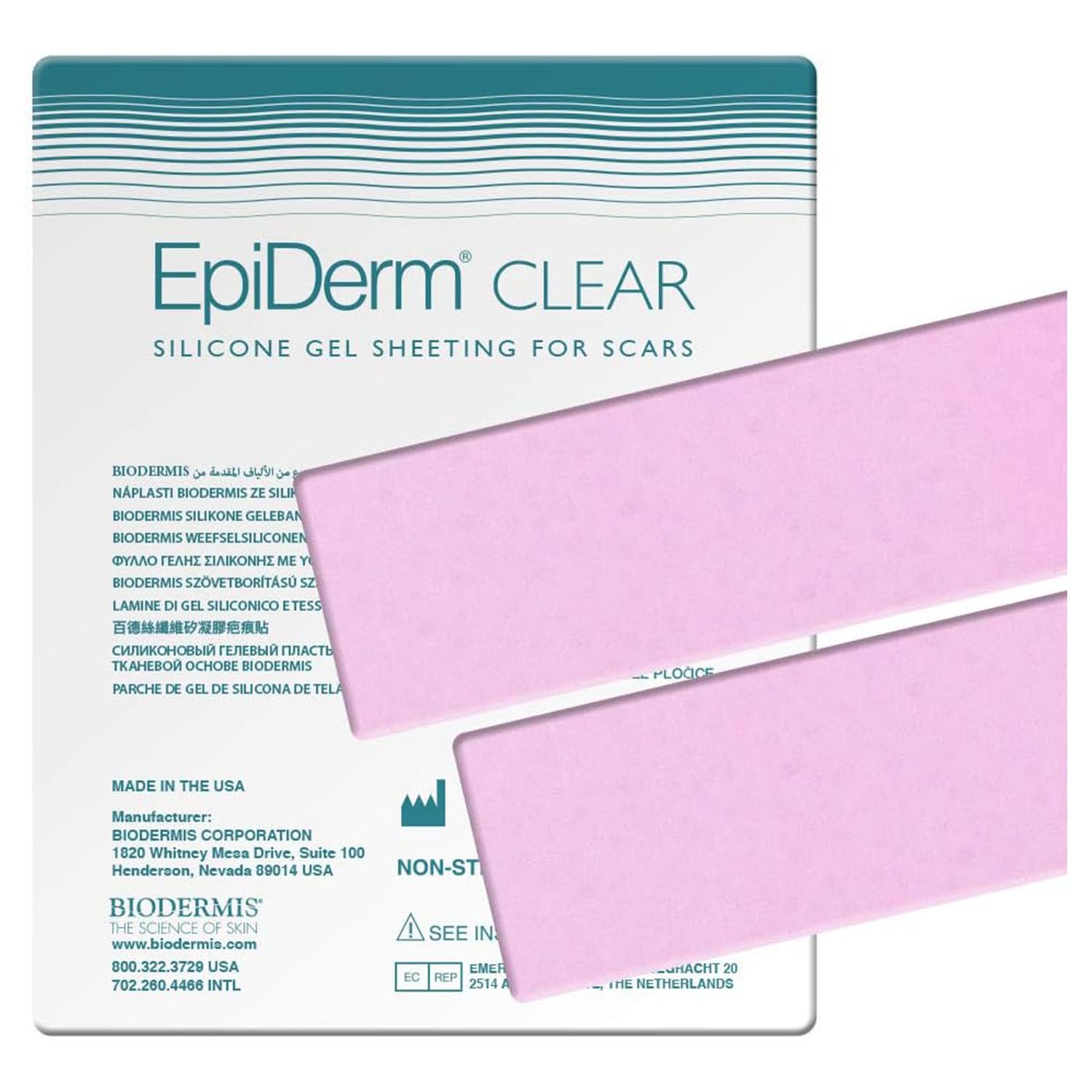Biodermis Epi-Derm Keloid Long Strips, Silicone Gel Sheeting for Scars, Ideal for C-Section, Tummy Tuck, Cardiac Surgery Scars, 