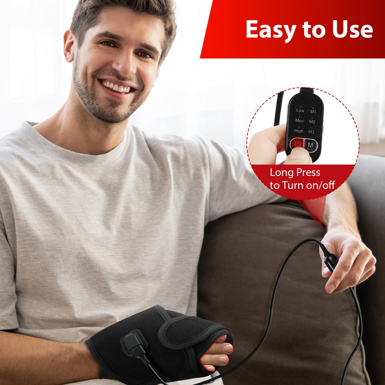 Comfytemp Red Light Therapy Wrap for Body, 37'' Near Infrared Light Belt for Neck Face Chin Knee Ankle Pain Relief, 10W Wearable