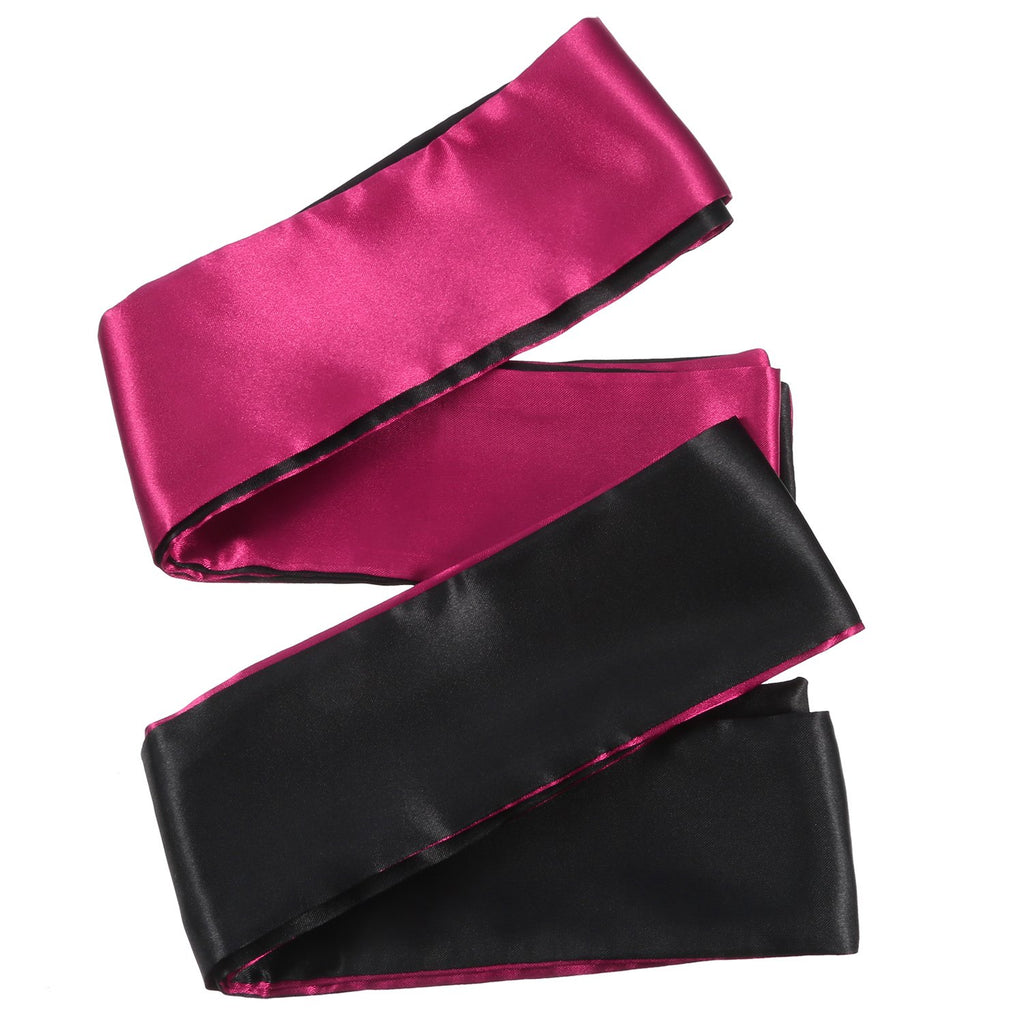 Hestya 2 Pack Sleeping Mask Satin Eye Mask (Black Red) Blindfold, 150 cm