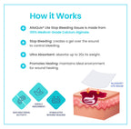 AllaQuix Lite Stop Bleeding Bandage - Calcium Alginate Wound Dressing (Large 2-inch Square) First Aid Hemostatic Gauze Adhesive