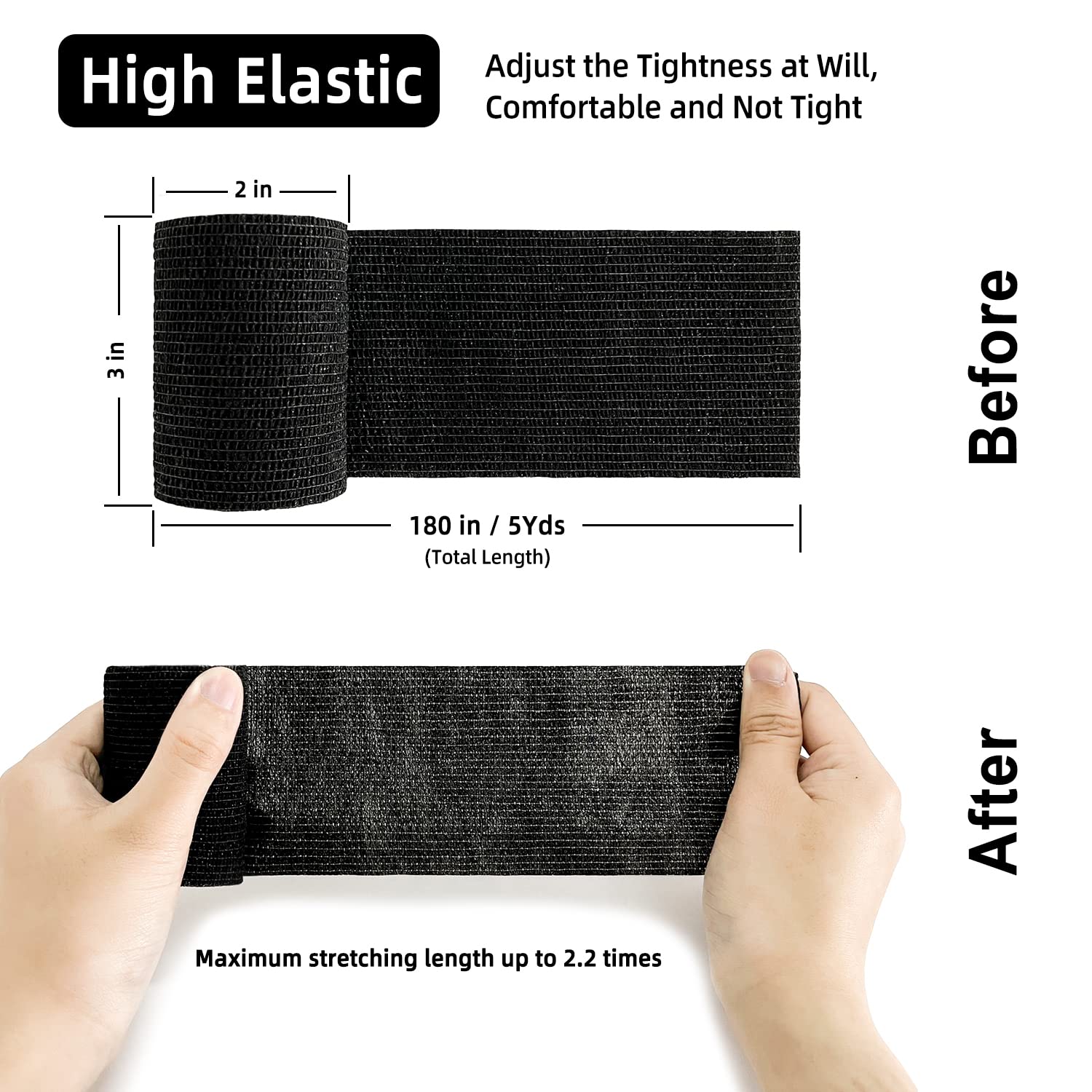 Self Adhesive Bandage Wrap(12 Pack, 3 Inch x 5 Yards), First Aid Medical Cohesive Bandage Tape, Breathable Elastic Sports Athlet