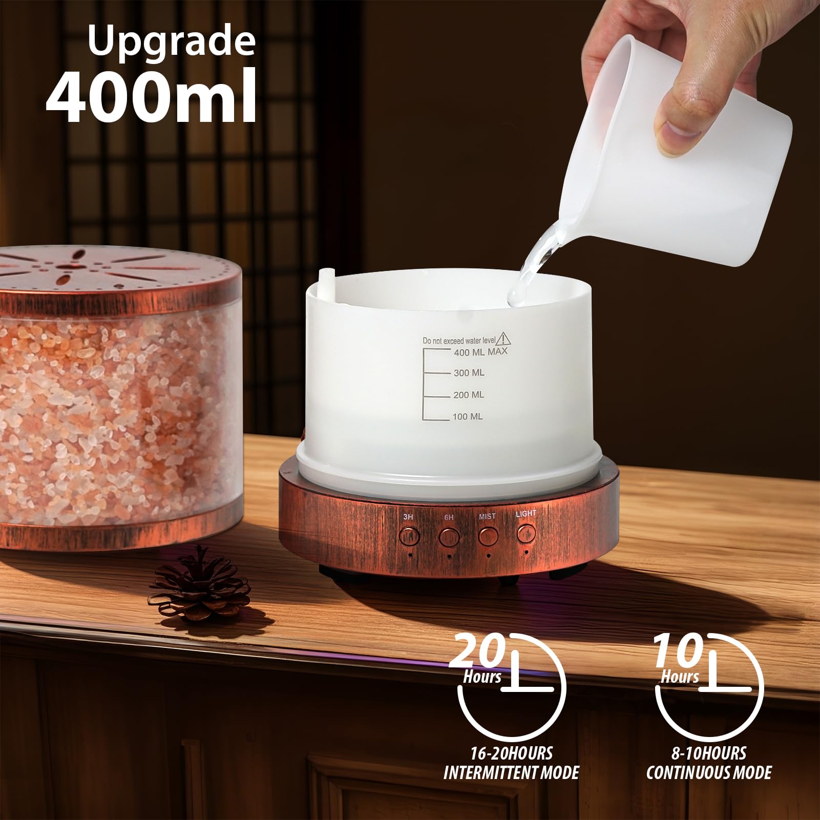 Essential Oil Diffuser Aromatherapy Diffusers for Essential Oils Large Room, Himalayan Salt Lamp Ultrasonic Aroma Diffusers for