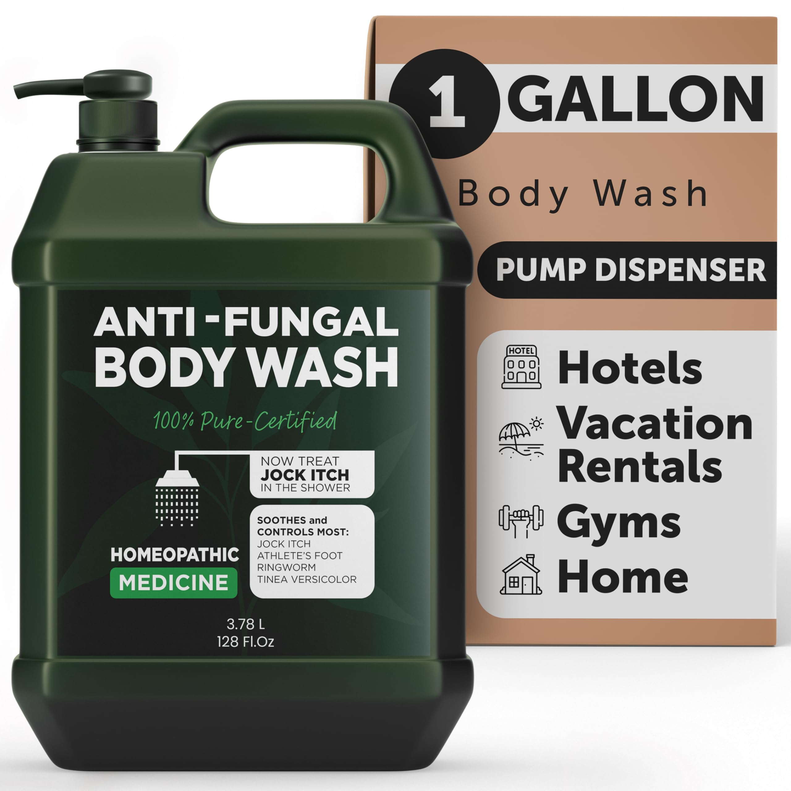 Antifungal & Antibacterial Body Wash with Tea Tree Oil | Homeopathic Medicine for Jock Itch, Athletes Foot, Ringworm, Back Acne 