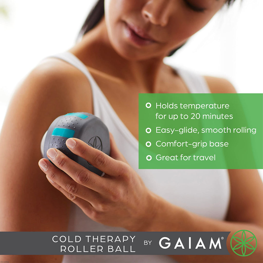 Gaiam Restore Cold Therapy Muscle Massage Roller Ball - Cryosphere Cold Massage Roller Ball, Easy-Glide Roller with Comfort Grip