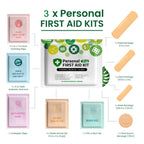 3 x Portable Travel Size First Aid Kit | Perfect for Home, Office, Car, School, Business, Travel, Hiking, Hunting, and Outdoors