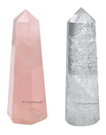 Crystal Heaven Shiv Shakti Pair Clear Quartz Rose Quartz Crystal Tower Obelisk Point For Chakra, Healing & Balancing-Aaa Grade C