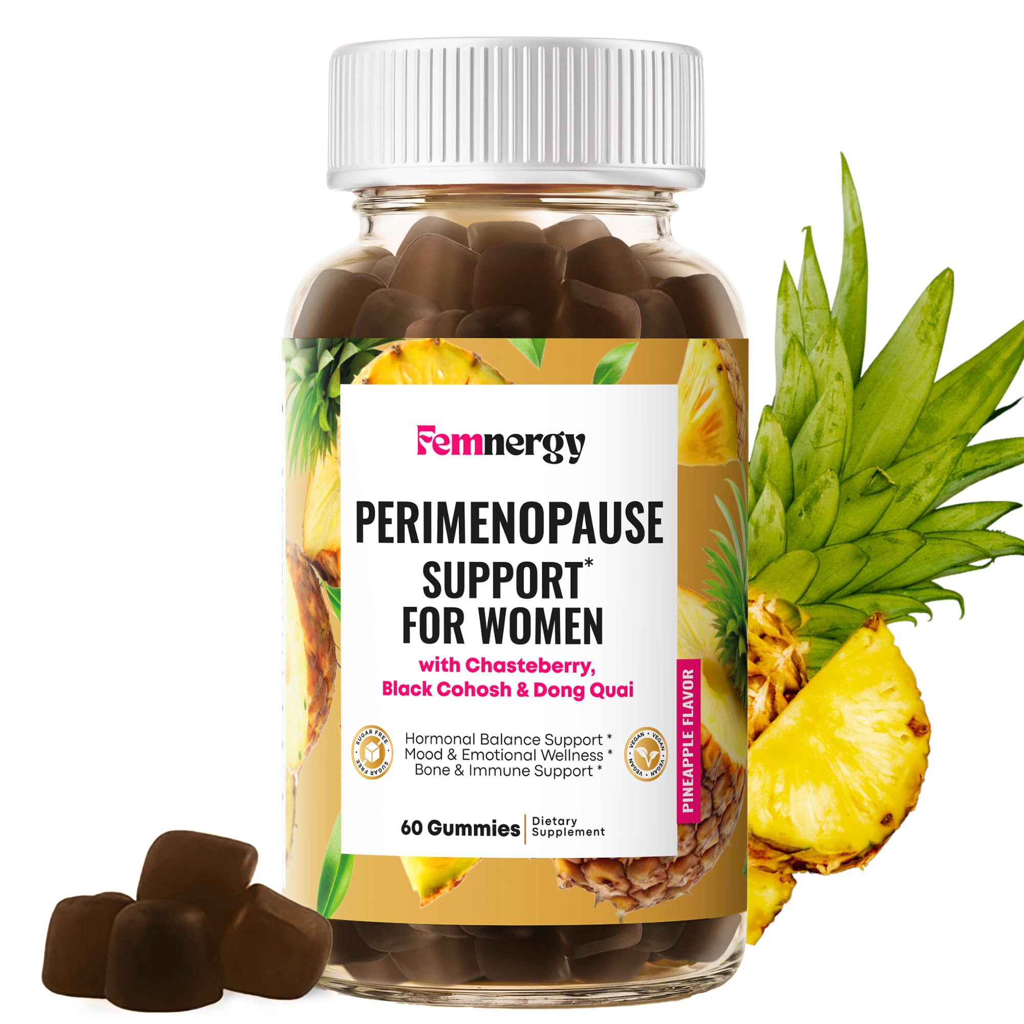 Femnergy Perimenopause Support Gummies for Women - Menopause Relief Estrogen & Hormone Balance Supplement with Black Cohosh Chas