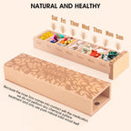 OYTKWU Wooden Weekly Pill Organizer 1 time a Day -Daily Pill Box 7 Day, Travel-Friendly, Safe Travel 7 Day Pill Box, Travel Pill