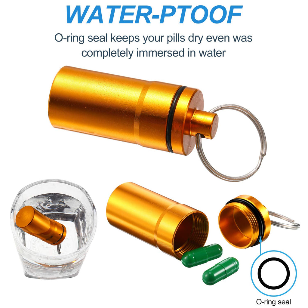 Hotop 14 Pieces Pill Holder Keychain Portable Pill Case Waterproof Aluminum Keychain Tablet Container Mini Metal Tablet Boxes St