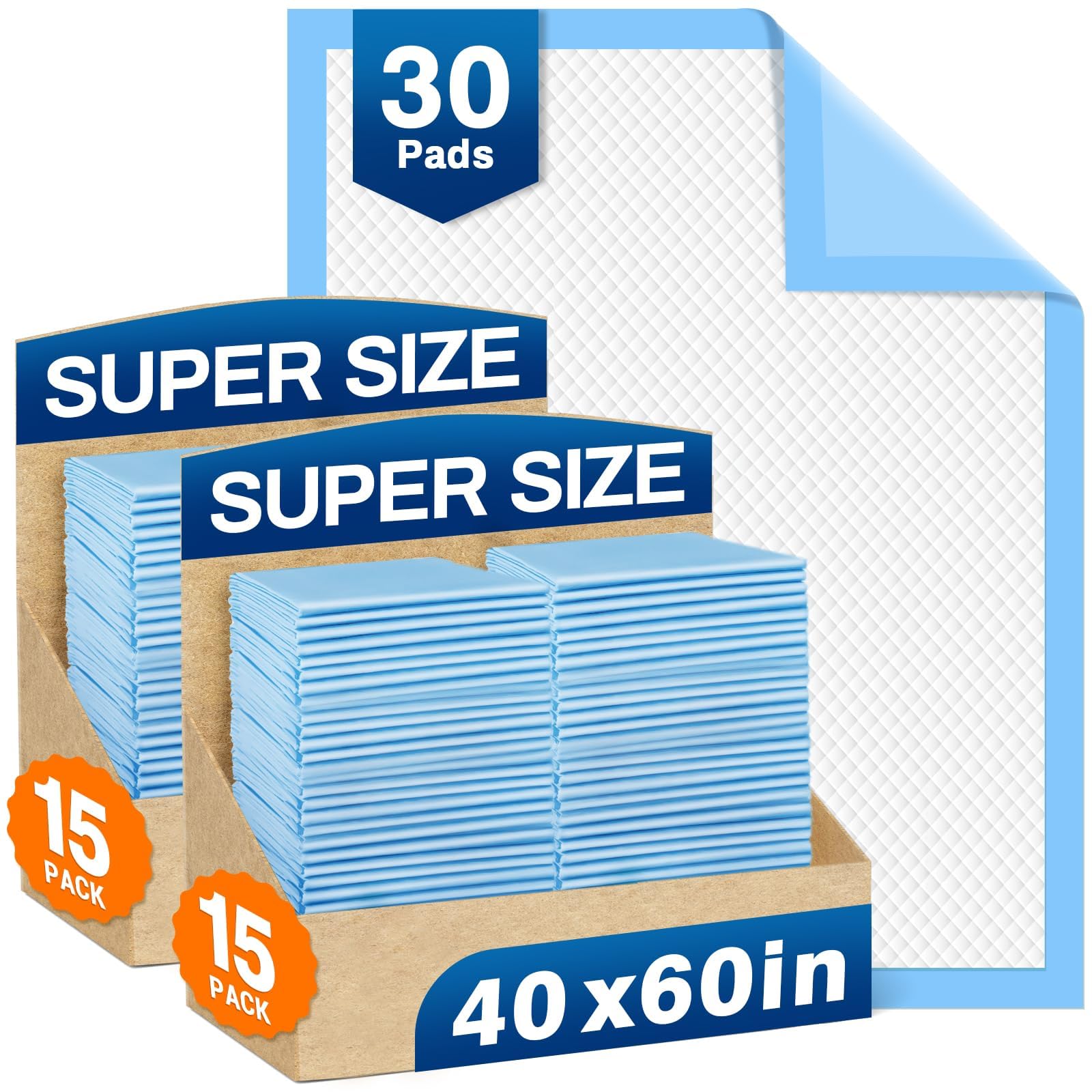 MILDPLUS Bed Pads Disposable 40X60 Super Absorbent Pee Pads, Oversized Underpads for Adults, Elderly, Pets [150x200CM, 15pcs]