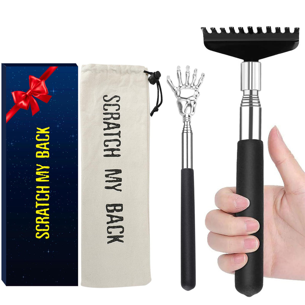 Oversized Back Scratcher Gift Set, 2 Pack, Upgraded Metal Stainless Steel Telescoping Back Scratcher Tool with Canvas Carrying B