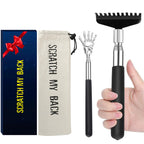 Oversized Back Scratcher Gift Set, 2 Pack, Upgraded Metal Stainless Steel Telescoping Back Scratcher Tool with Canvas Carrying B