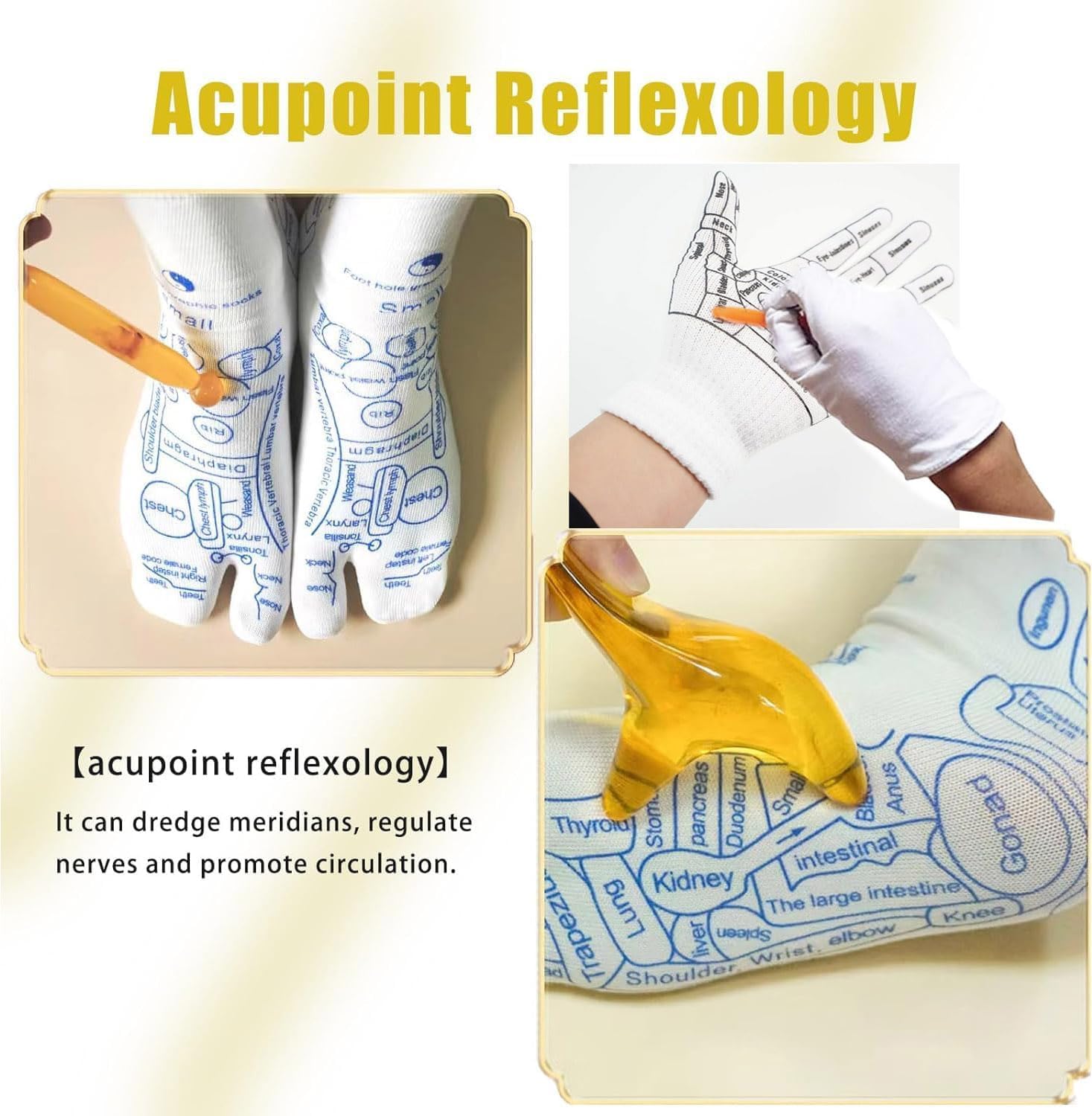 Reflexology Socks With Tools and Gloves, Massage Socks With Trigger Point, Foot Massager, Suitable for Men and Women, Value-Pack