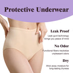 IRISMORII Leak Proof Incontinence Underwear for Women Washable Absorbent Bladder Control Postpartum Briefs 1Pack (Beige M)