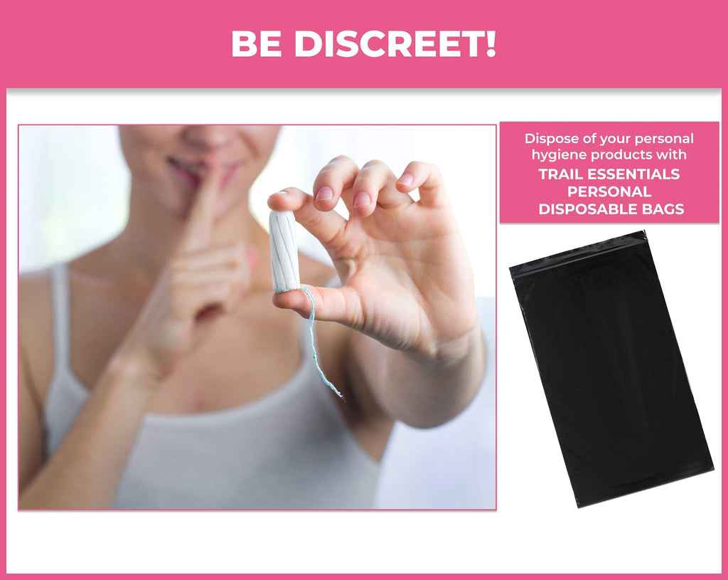Trail Essentials Feminine Personal Disposal Bags Refill Pack- Black Opaque Bags for Sanitary Disposal, Discreet Disposal for Tam