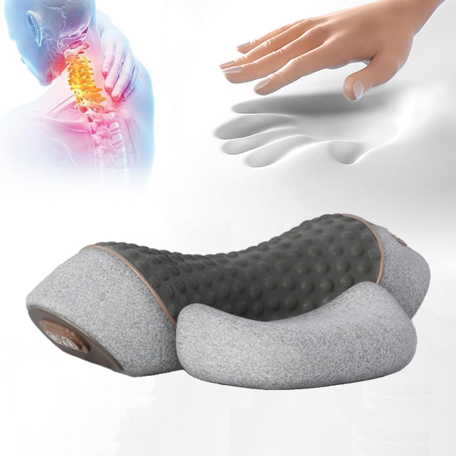 JHYLJSH 2025 New Neck Massager Electric, 6 Levels Massage Intensity Heated Neck Stretcher, 4D Portable Neck Massager Correct Cer