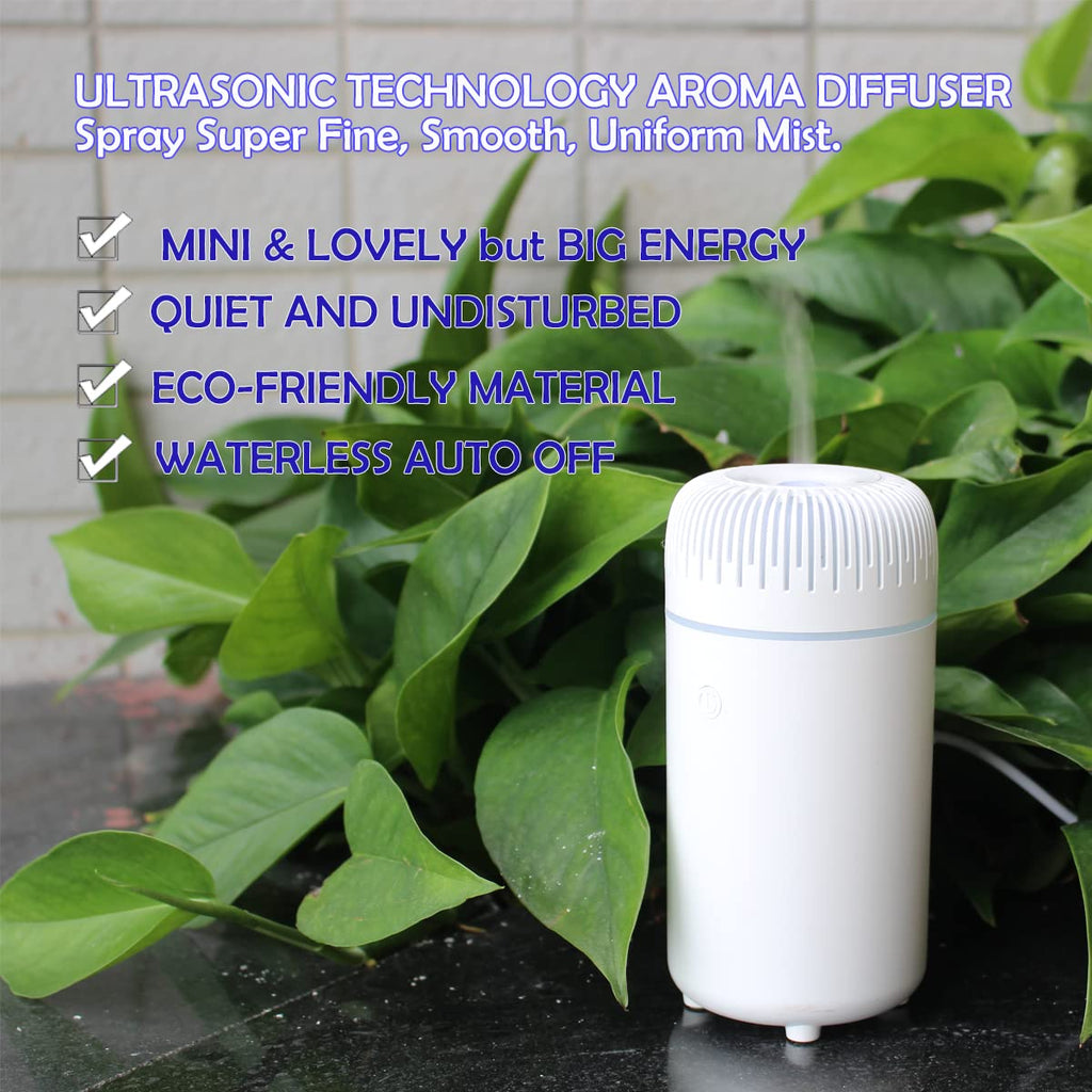 Unee Car Diffuser,USB 100ml Small Humidifier Essential Oil Aroma Diffuser Aromatherapy Diffusers Cool Mist for Car Home Office(W