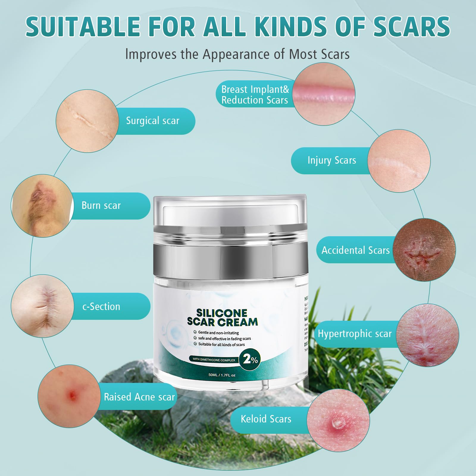 Pumkot Advanced Scar Cream, Silicone Gel for Scars, Professional Scar Removal Cream for Surgical Scars, Stretch Marks, Old and N
