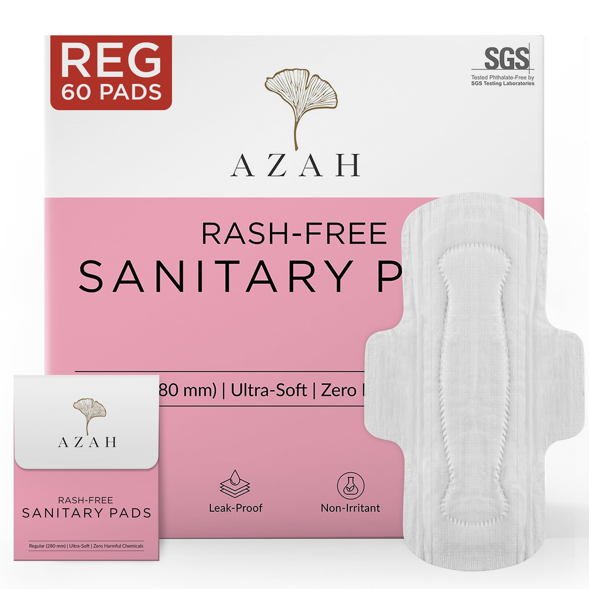 Azah Sanitary Pads For Women Regular [Pack Of 60] 100% RashFree Sanitary Napkins | 3X More Absorption, Cottony Soft And Dry Top