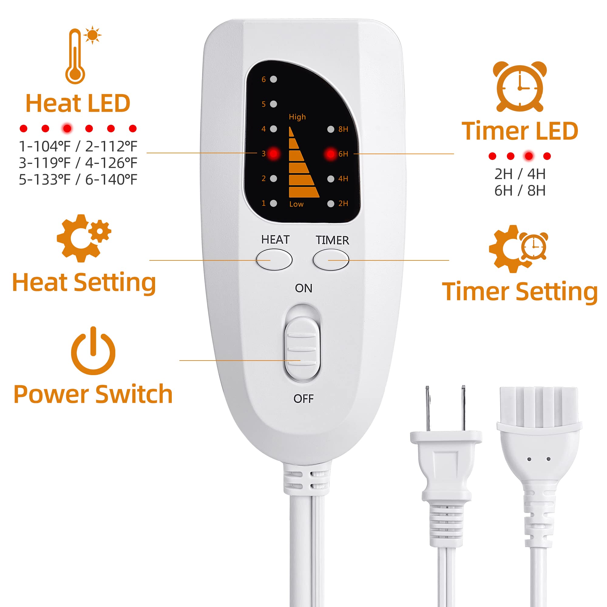 Electric Heated Foot Warmer - KLADNDER Heating Foot Warmer for Men & Women, Feet Warmer with 6 Temperature Setting 4 Timer Setti