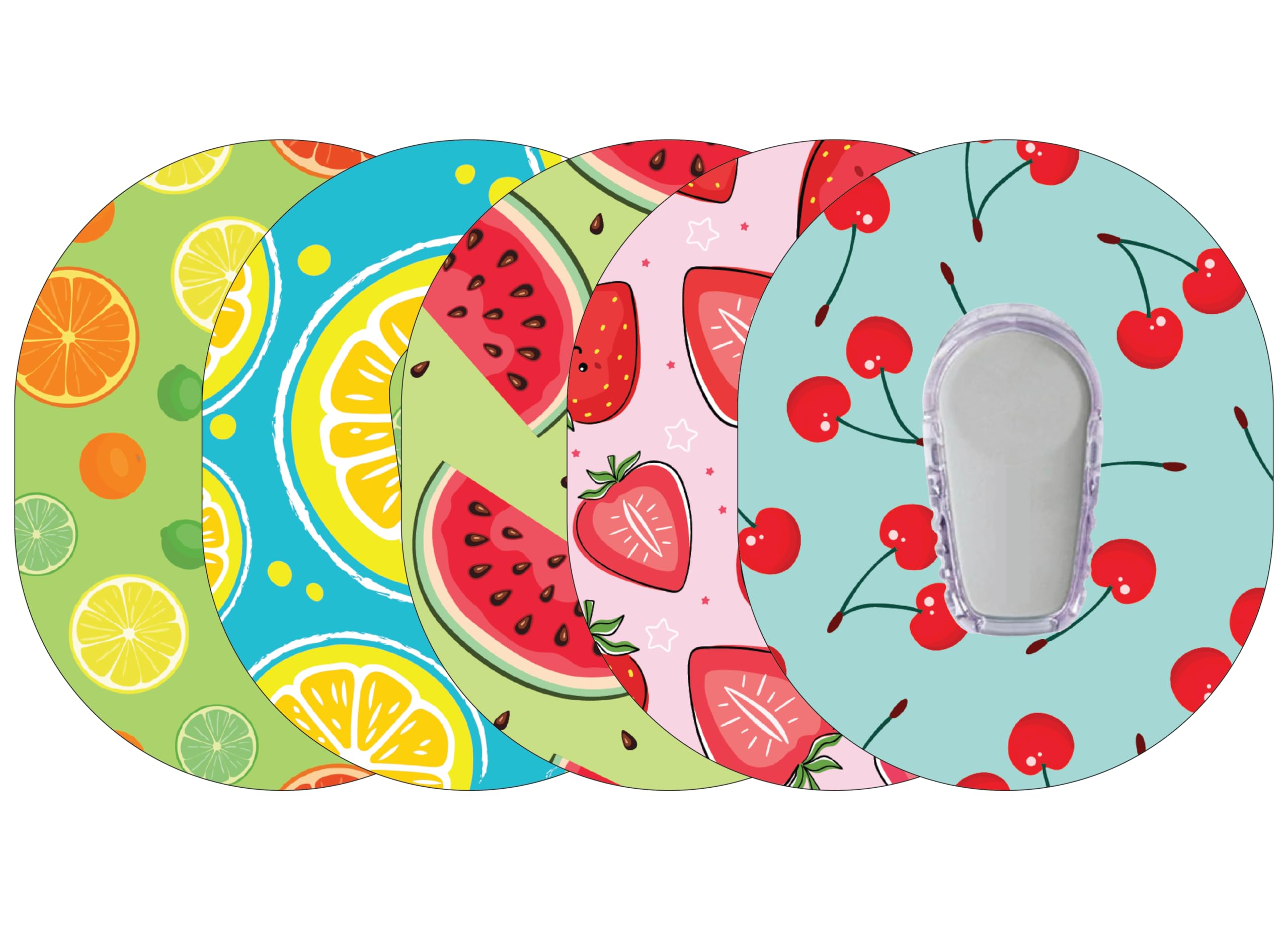 Glucomart Adhesive Patches for Dexcom G6 - Maximum Strength CGM Patches, Waterproof & Hypoallergenic (Fruits Variety Pack) (G6)