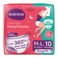 Evereve Period Panty For Girls & Women, (ML), 10 Pcs, 360 Degree Coverage, 0% Leaks, High Absorbency For Heavy Flow, Maternity 