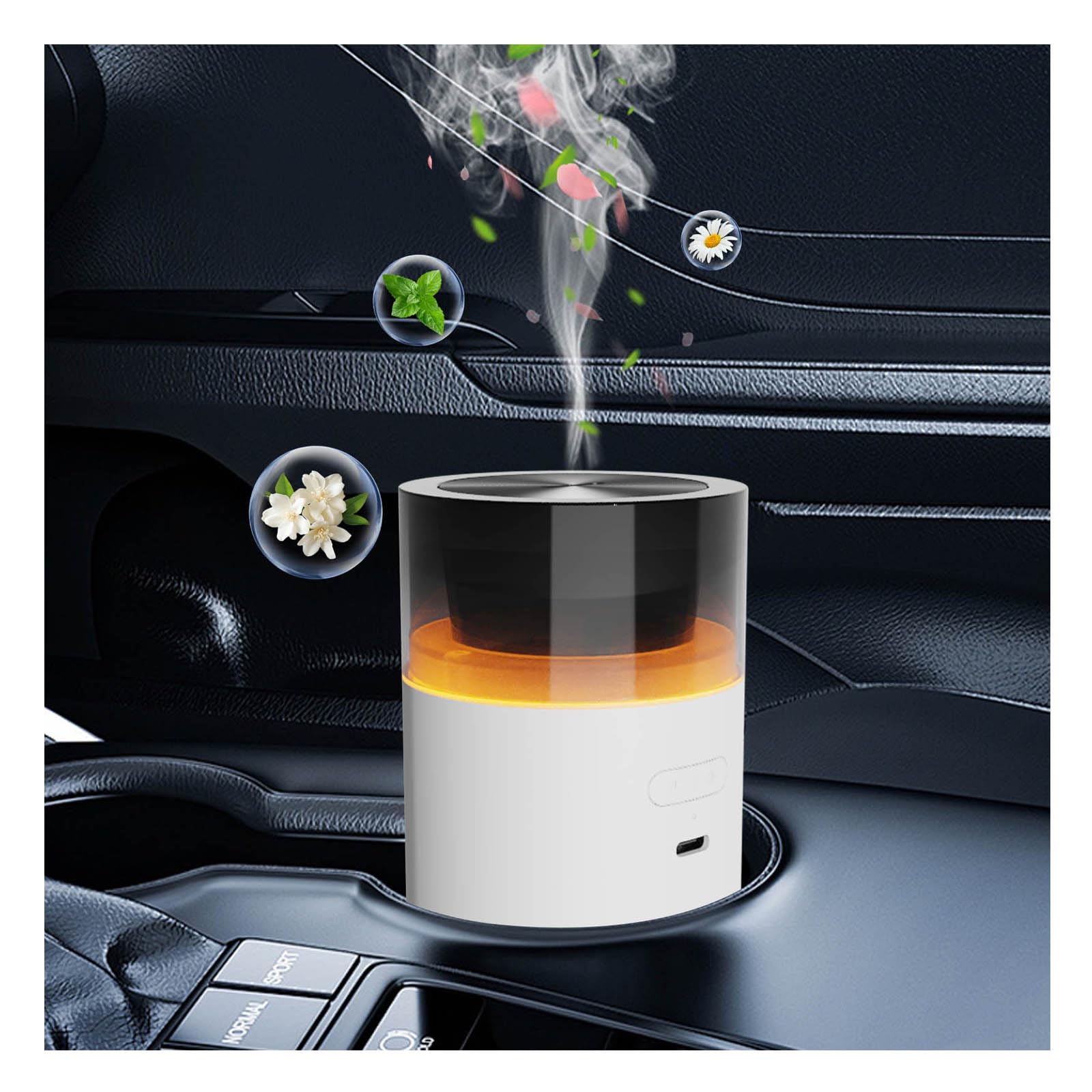 HODEMI Car Diffuser with Auto Start-Stop,Car Humidifier with Memory Function,Battery-Powered Aromatherapy Essential Oil Diffuser
