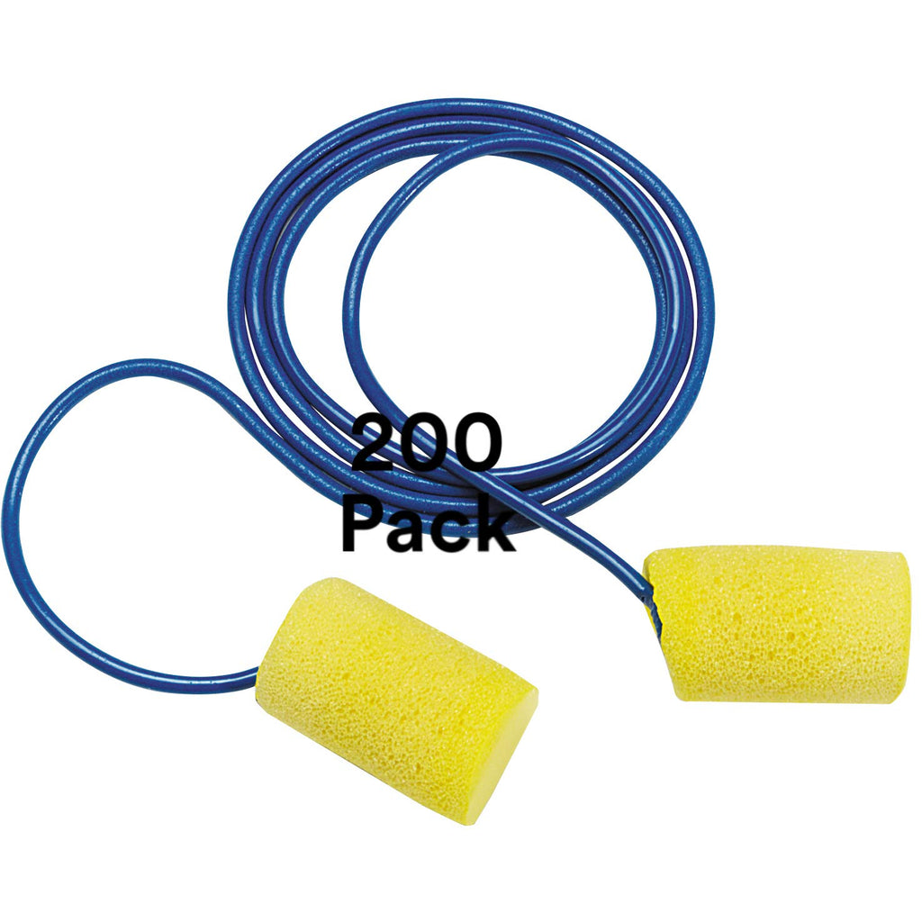3M Ear Plugs, E-A-R Classic 311-1101, 200 Pairs of Disposable Earplugs, 1 Pair/Poly Bag, Corded, Noise Reduction Rating 29 dB NR