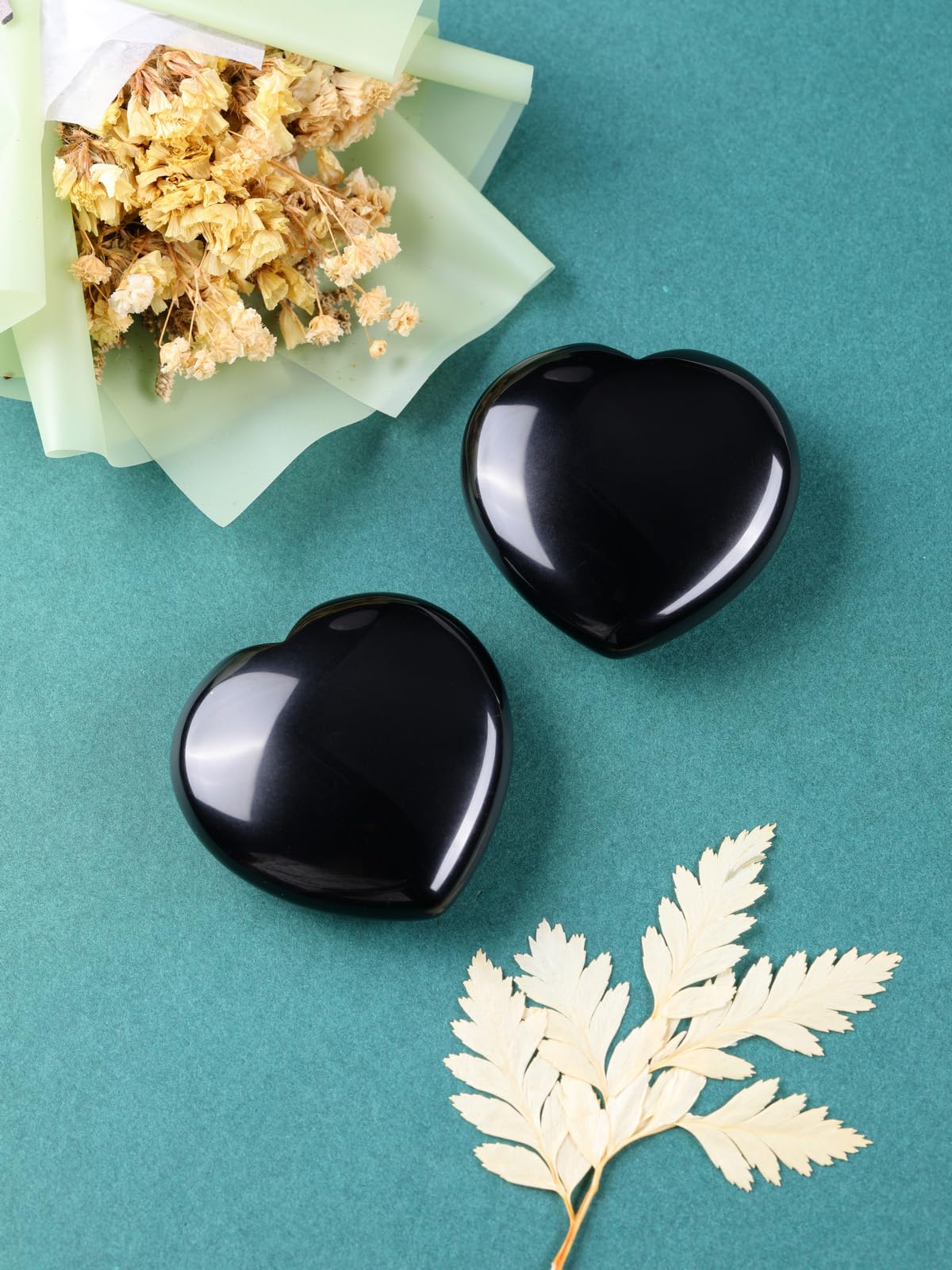 Jovivi 60mm Large Black Obsidian Crystal Heart Healing Crystals Heart Stones Polished Pocket Love Gemstones Chakra Reiki Energy