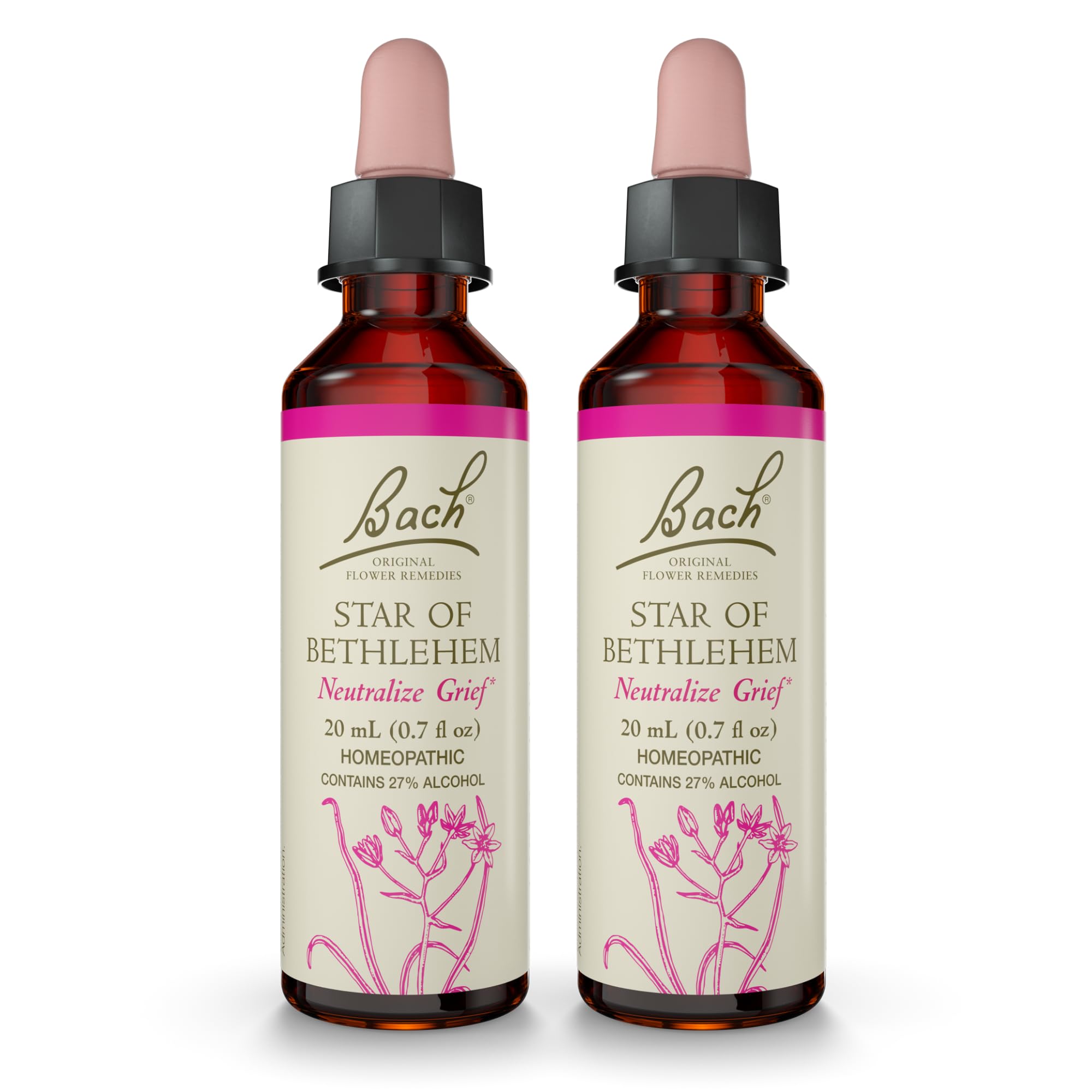 Bach Original Flower Remedies, Star of Bethlehem - 20mL Dropper, Pack of 2 - Neutralize Grief - Natural Homeopathic Flower Essen