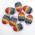 Loveliome Natural 7 Chakra Oval Polished Worry Stones, Healing Crystal Indoor Fountain Stones Massage Energy Anxiety Relief Item