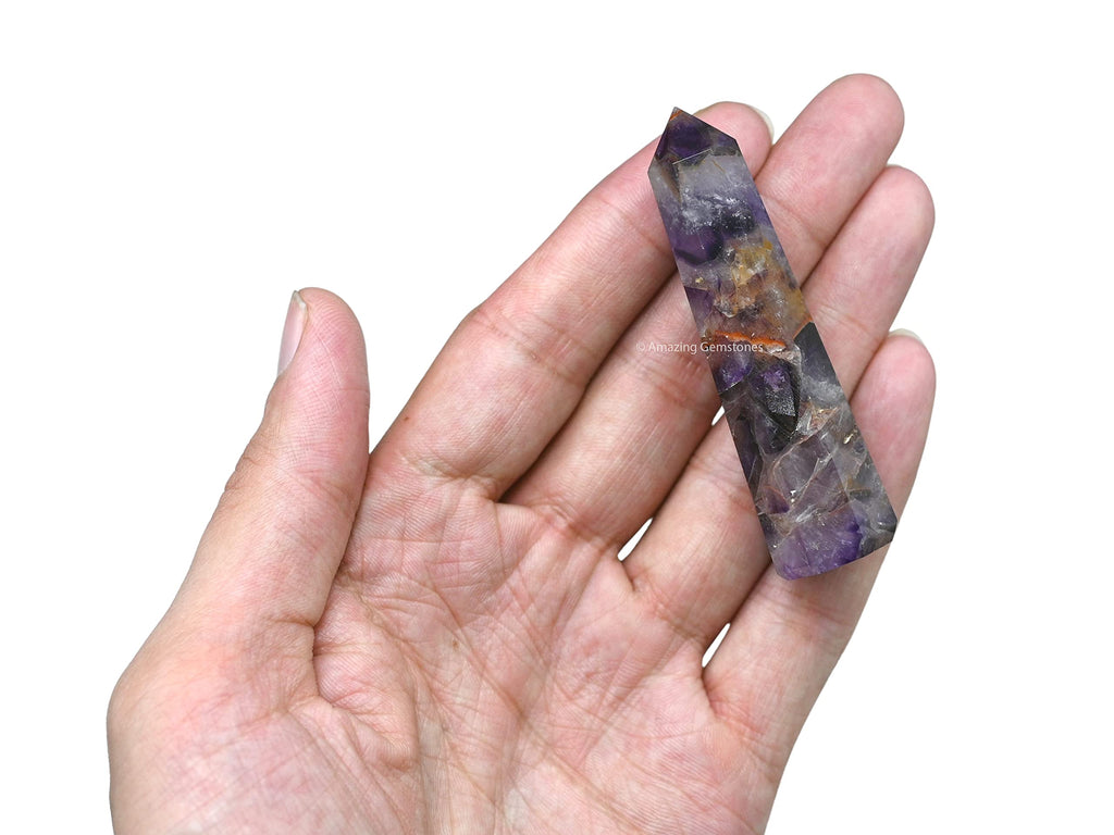 Amethyst Chevron Crystal Towers ~ Natural Healing Crystal Point Obelisk for Reiki Healing and Crystal Grid (2 to 3 INCH)