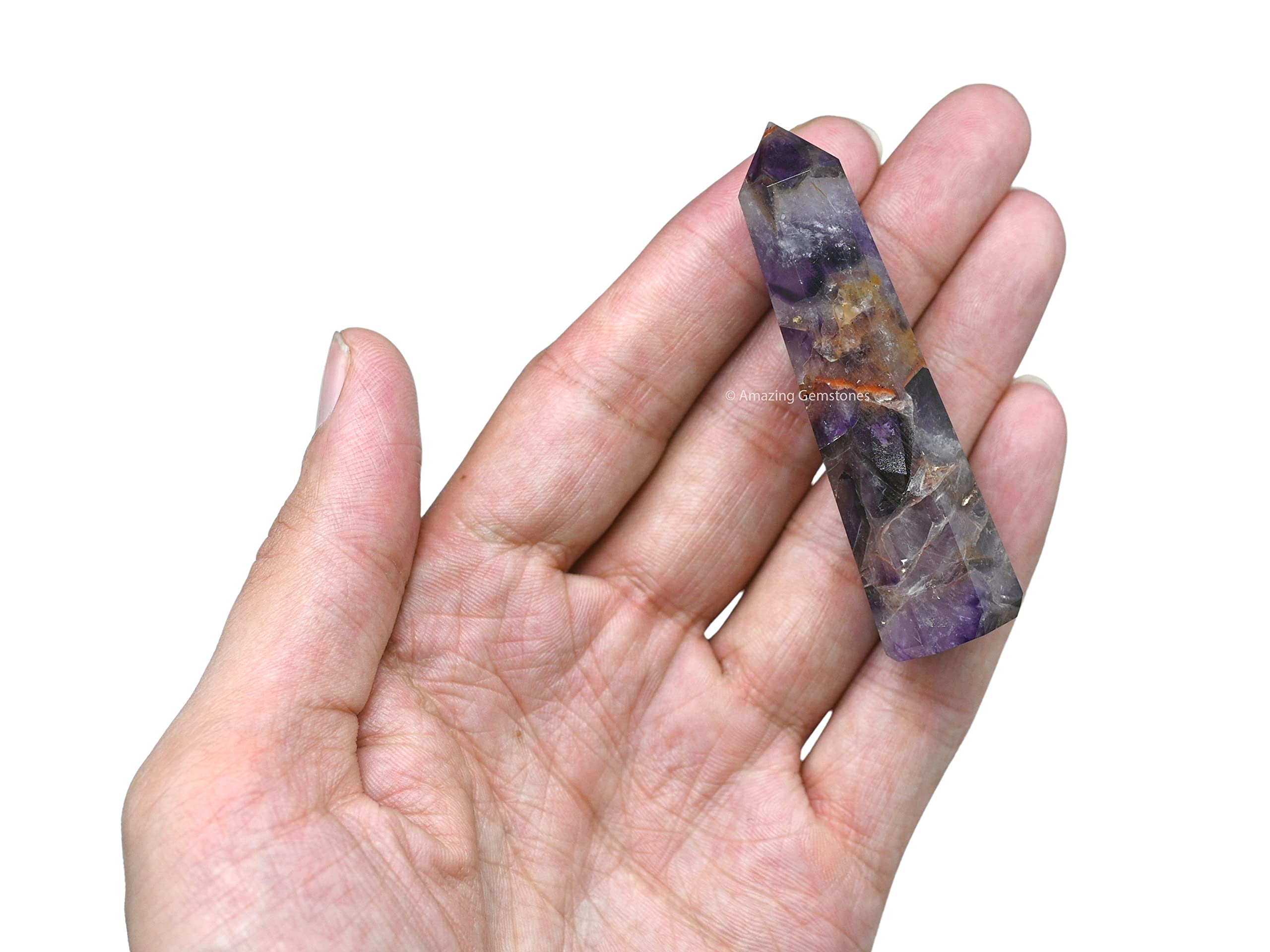 Amethyst Chevron Crystal Towers ~ Natural Healing Crystal Point Obelisk for Reiki Healing and Crystal Grid (2 to 3 INCH)