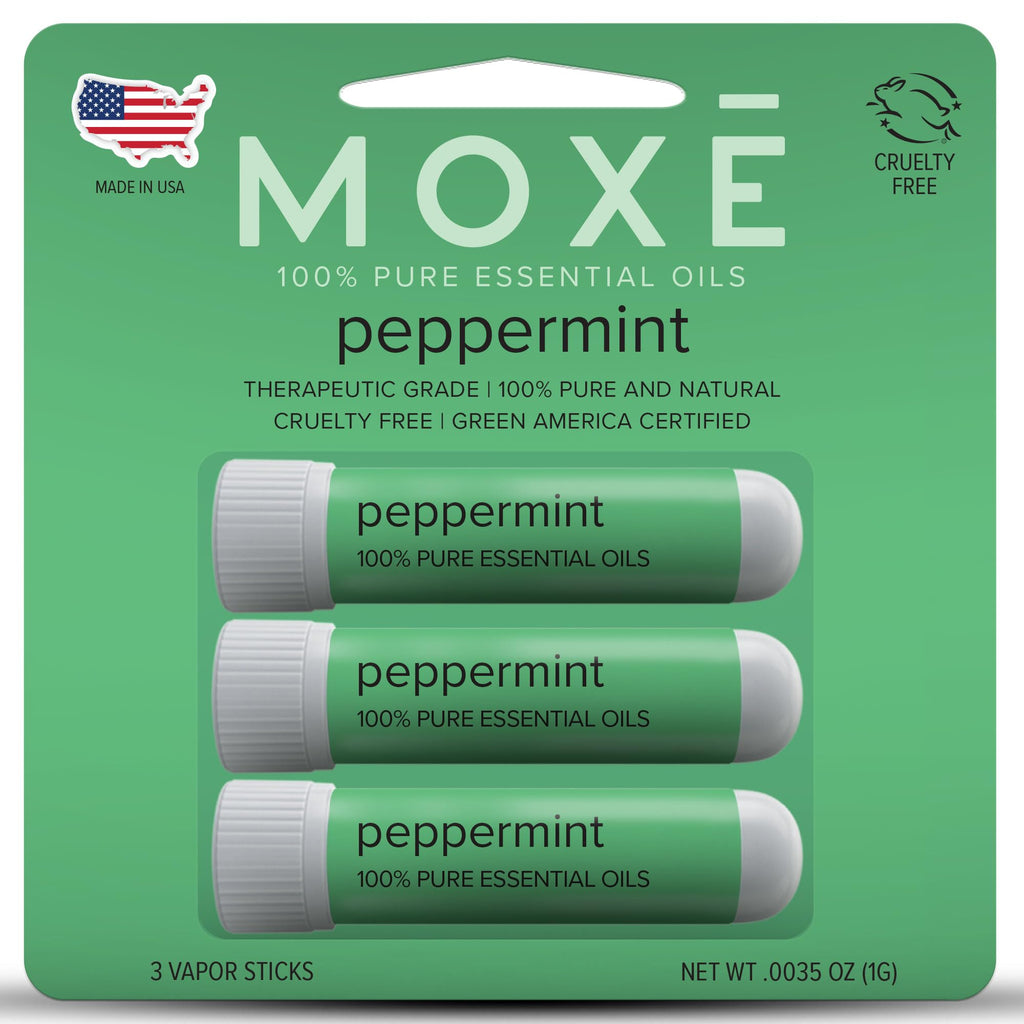 MOXE Peppermint Essential Oil Nasal Inhaler, Therapeutic No-Mess Aromatherapy, Cooling, Refreshing, Invigorating, Uplifts Mood a