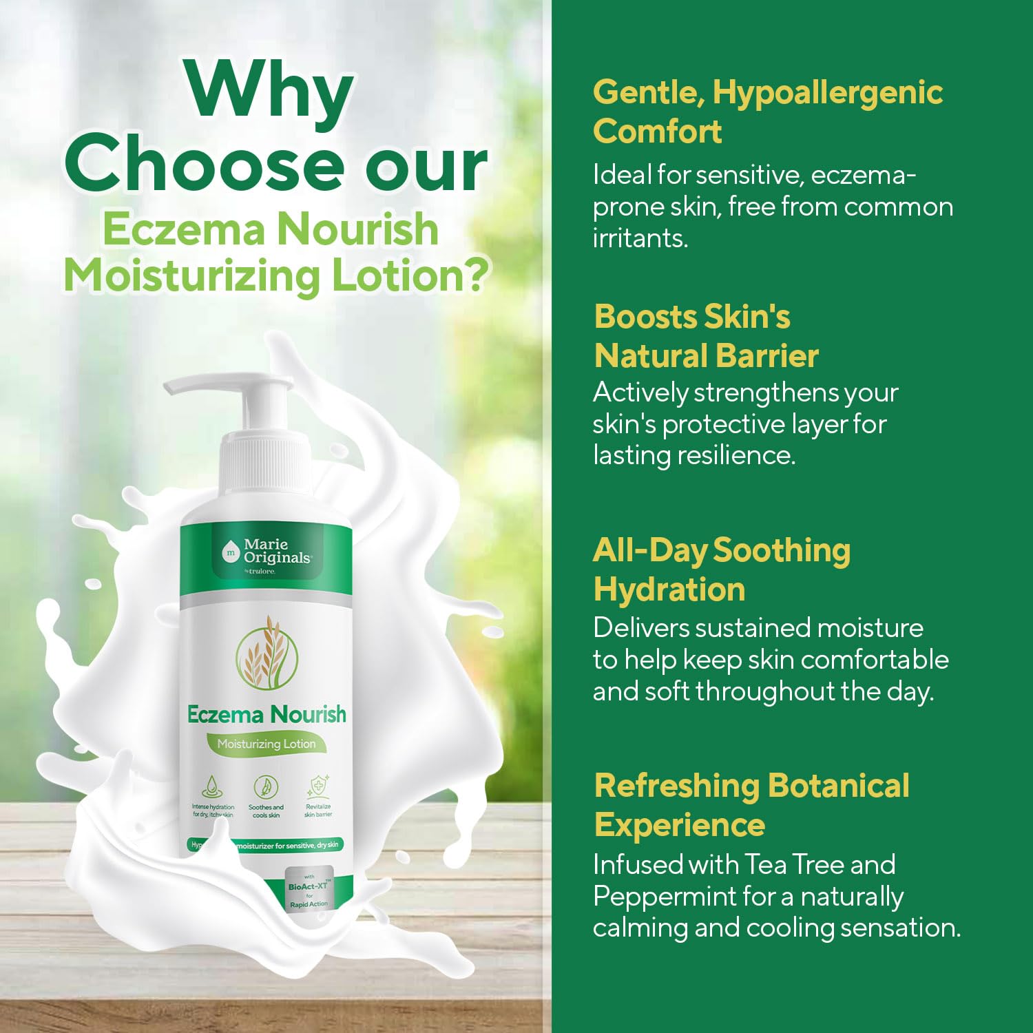 Marie Originals Eczema Nourish Moisturizing Lotion for Dry, Itchy, Sensitive Skin Relief- Hypoallergenic Formula with Colloidal