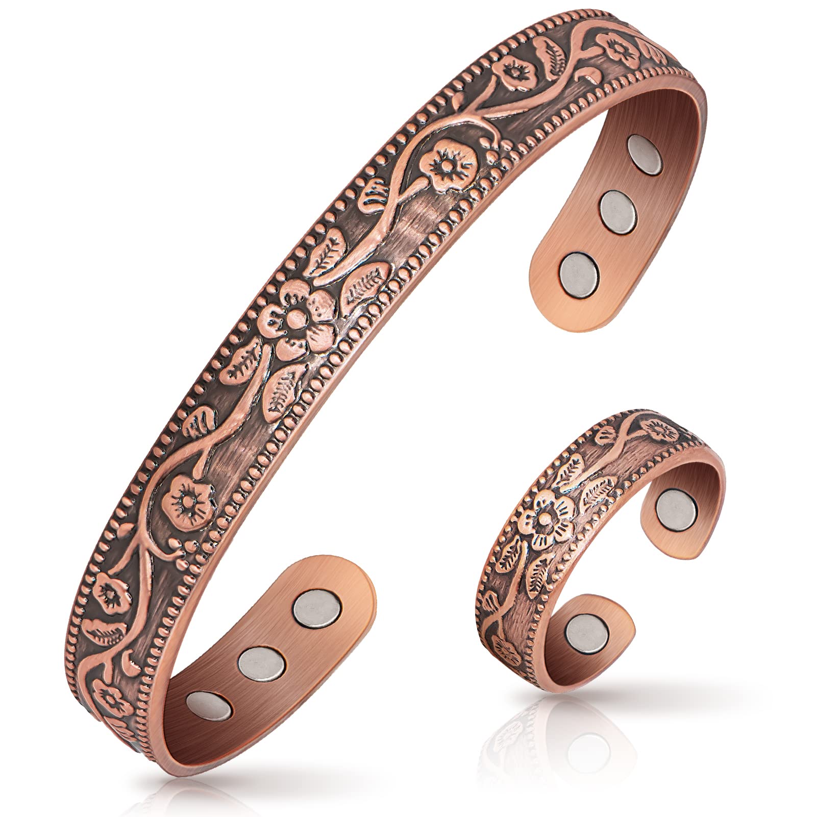 Lymphatic Drainage Ring & Copper Bracelet for Women, Magnetic Lymph Detox Ring and Magnetic Copper Bracelet, 100% Solid Pure Cop