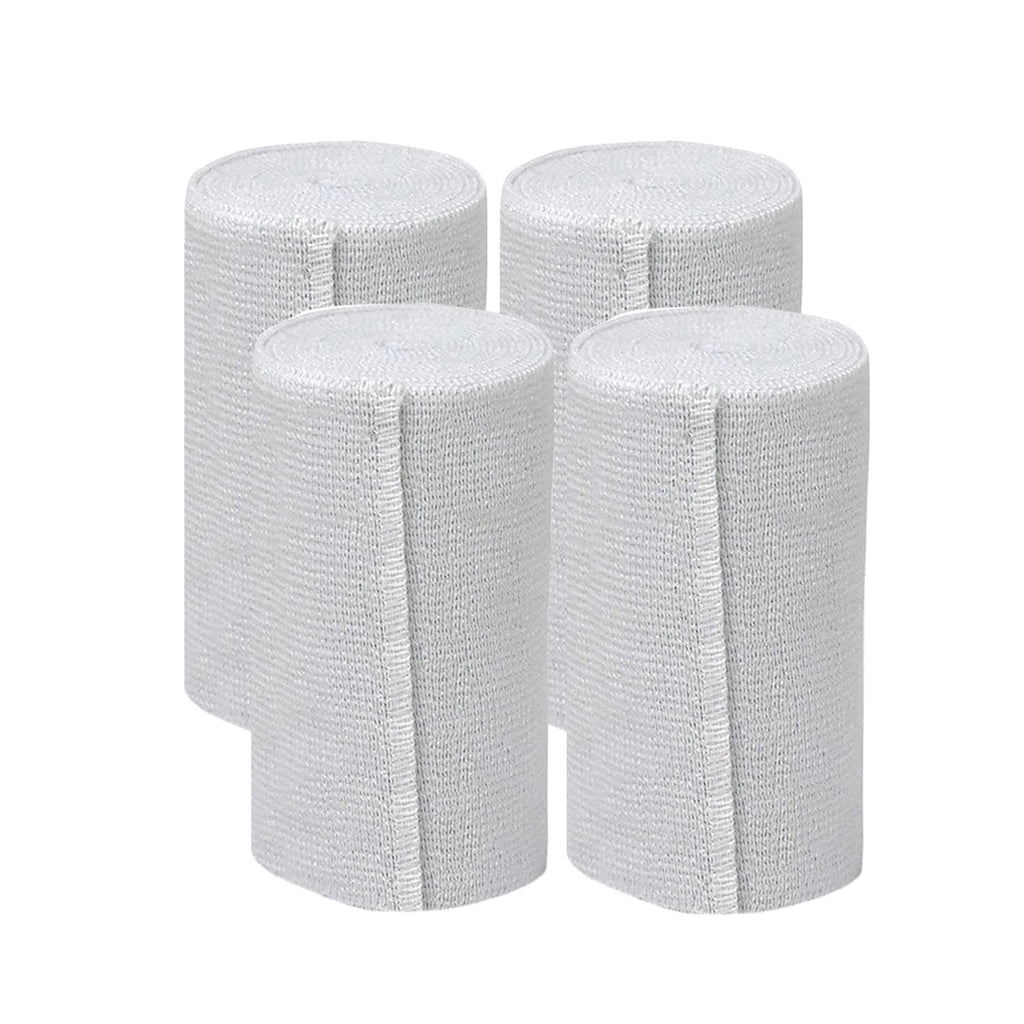 Nexskin 4 Letex Free Bandges - Comfort Elastic Bandage with Single Hook & Loop Closure - White, 4 Pack