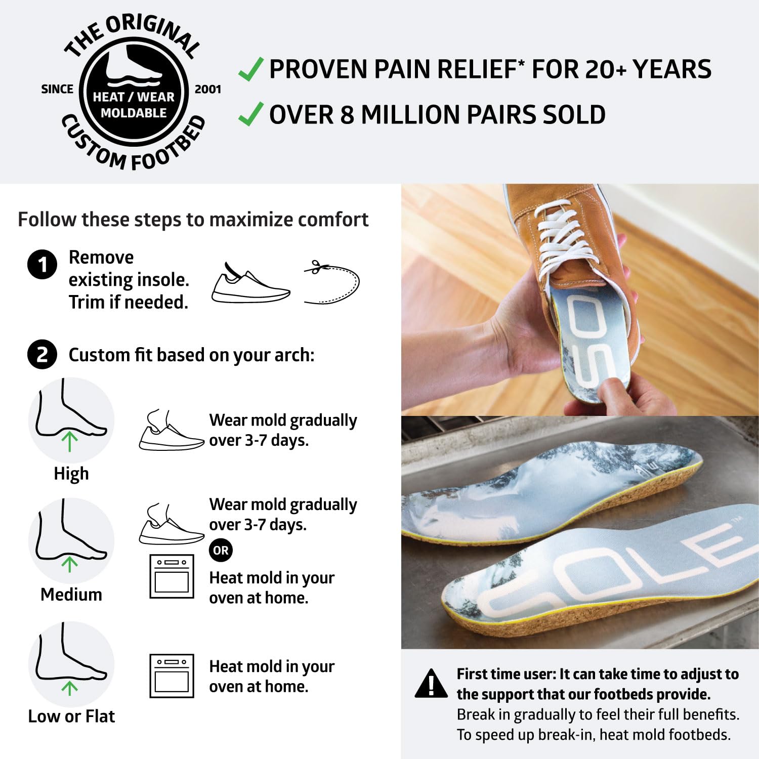 SOLE Performance Thin Shoe Insoles - Orthotic Arch Support Inserts for Plantar Fasciitis Relief and Comfort - Mens Size 13/Women