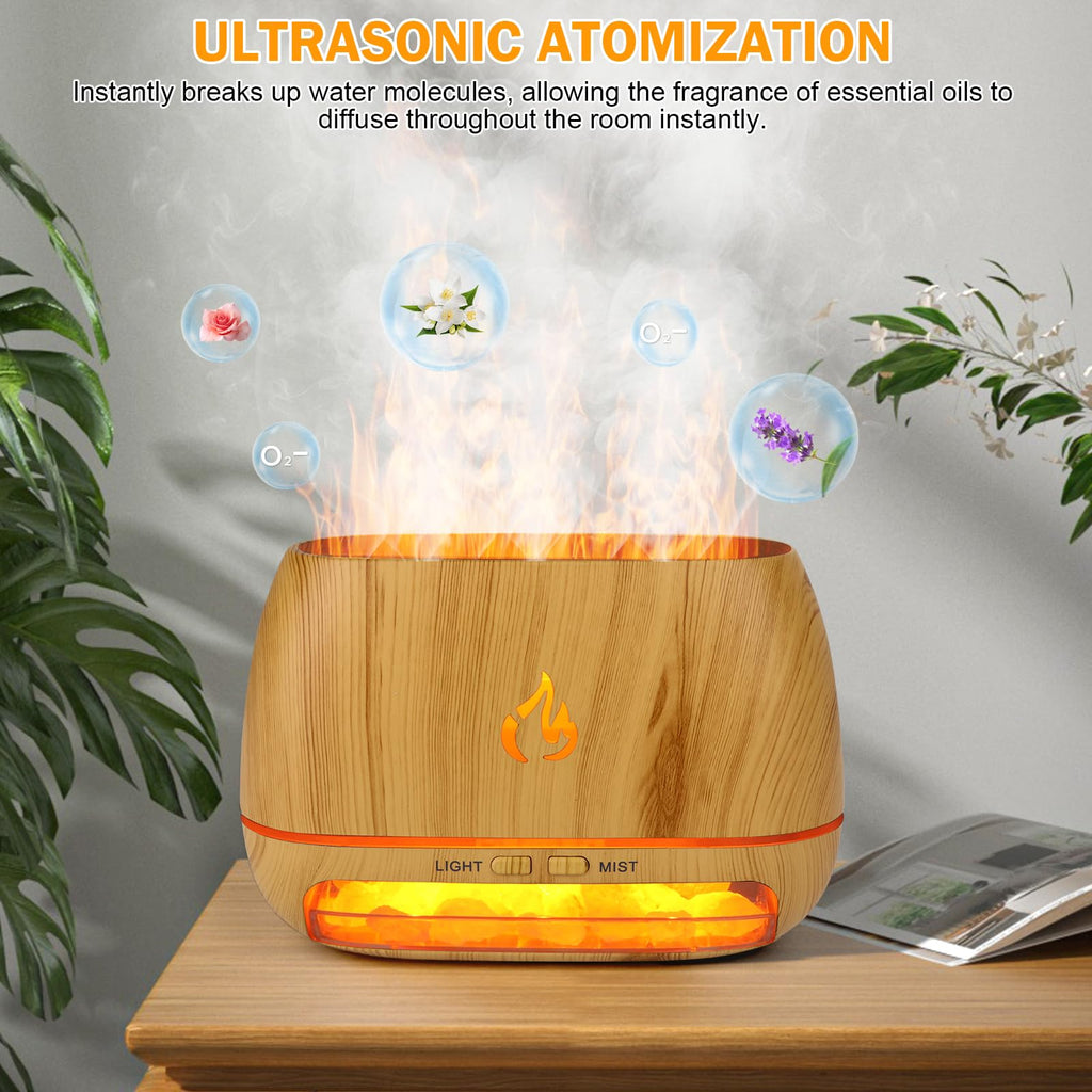 3-in-1 Ultrasonic Essential Oil Diffuser & Himalayan Salt Lamp Diffuser & 7 Colors Changing Oil Diffuser,100% Pure Himalayan Pin
